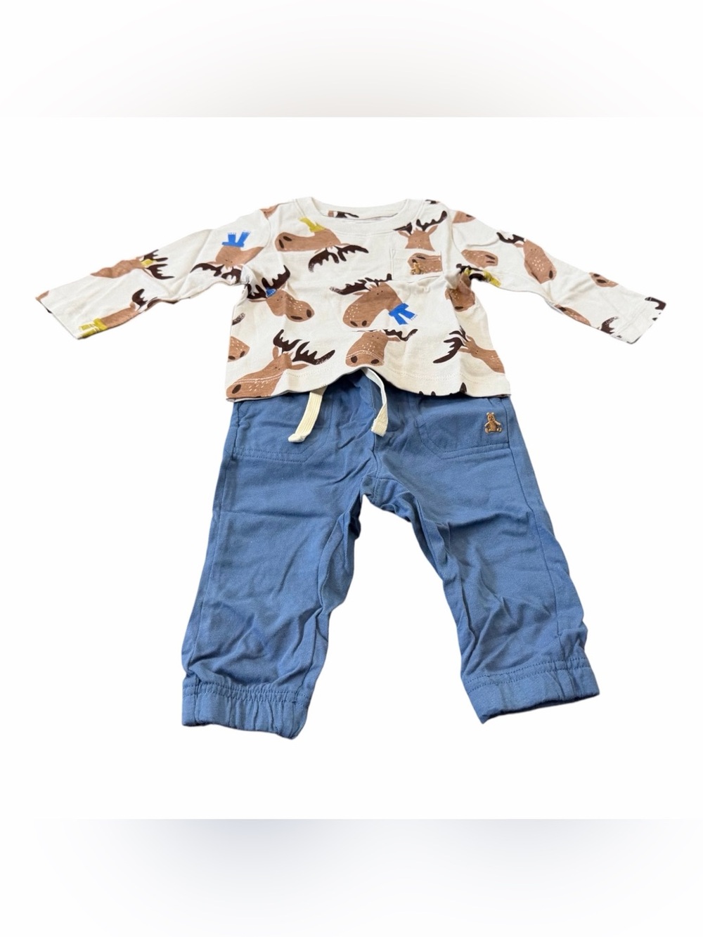 Baby Gap Favorites Mix And Match Outfit, Size 6-12 Months, Moose Print, Blue,NEW